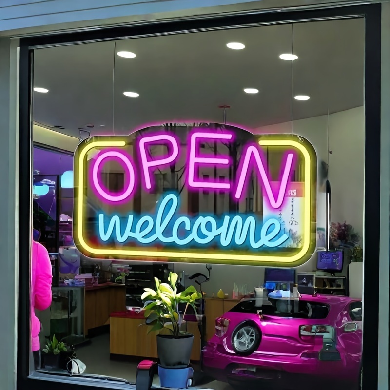 Open Door Sign Neon Light, suitable for bars, cafes, hotels and stores - Multifunctional wall, window and door decoration, ideal for clubs, bistros, p