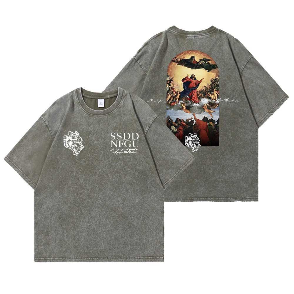 Sports retro wash Ts Pullover Graphic oversized gym sports mens new printed acid T-shirt summer unisex X250504