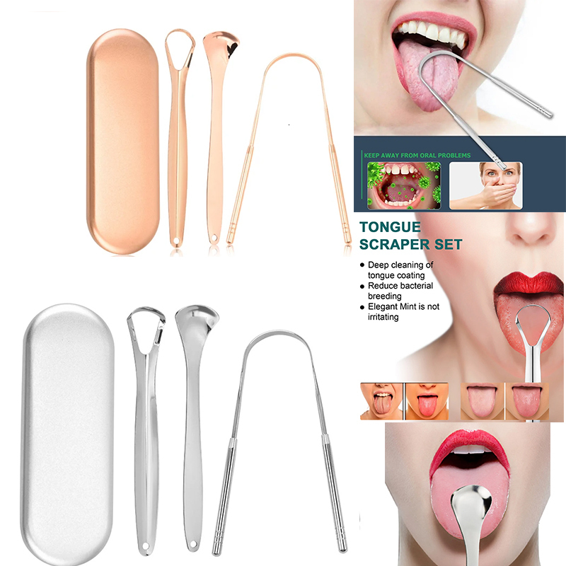 Stainless Steel Tongue Scraper Brush Tongue Cleaner U-shaped Metal Fresh Breath Cleaning Oral Hygiene Care Tools