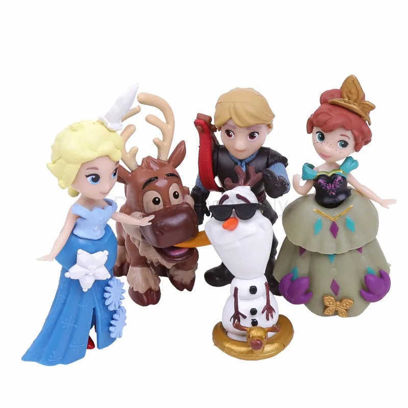Disney 5 pieces/set of frozen cute components Elsa Anna Olaf Sven Kristoff action picture toy cake decoration Z250506