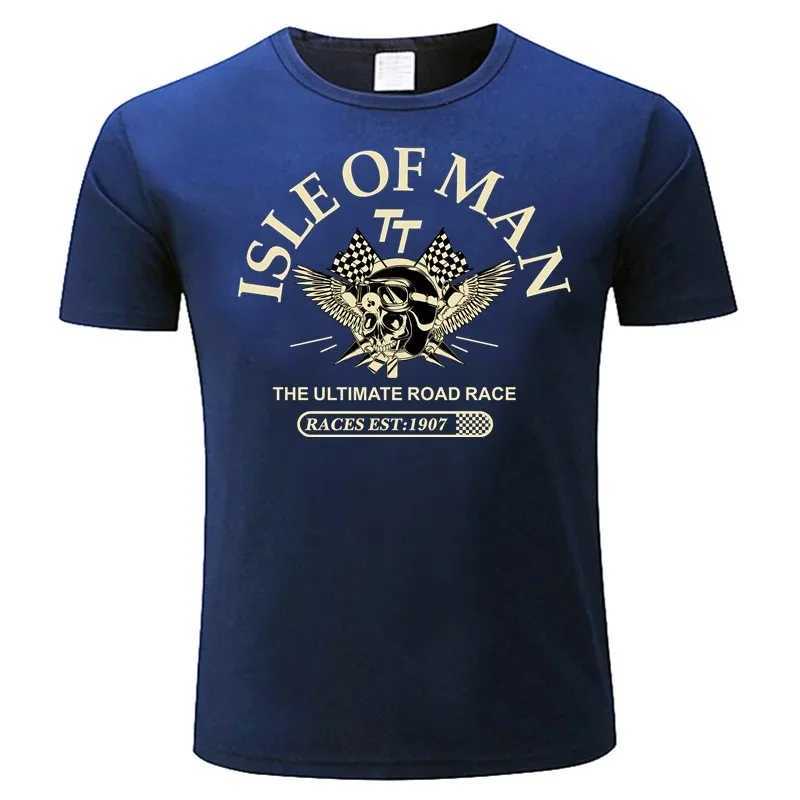 Mens Cotton T-shirt Isle of Man TT Racing Ultimate Road Race Skull Helmet T-shirt Fashion T-shirt M250504