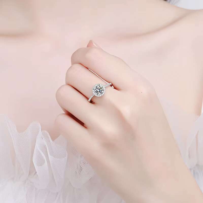 Womens S925 Sterling Silver Moissanite Ring for Wedding Party Engagement Anniversary