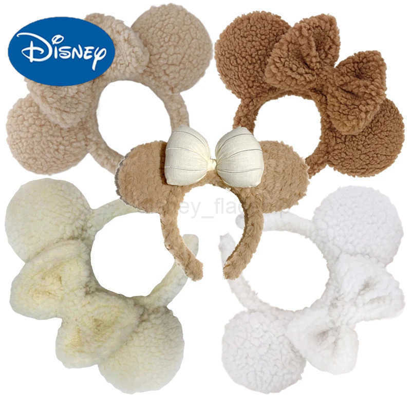 Disney 2024 Bow Bear Ear Hair Strap Womens Winter Cute Cartoon Facial Wash Strap Hair Hoop Korean Girl Hair Salon HeadbandXJ250504