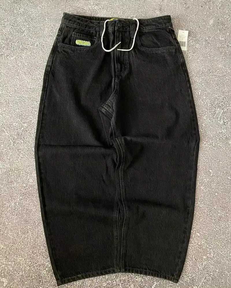 Black jeans Y2K retro jeans wide leg mens retro fashion pants hip-hop strt clothing Y2K American strt casual jeans X2505041