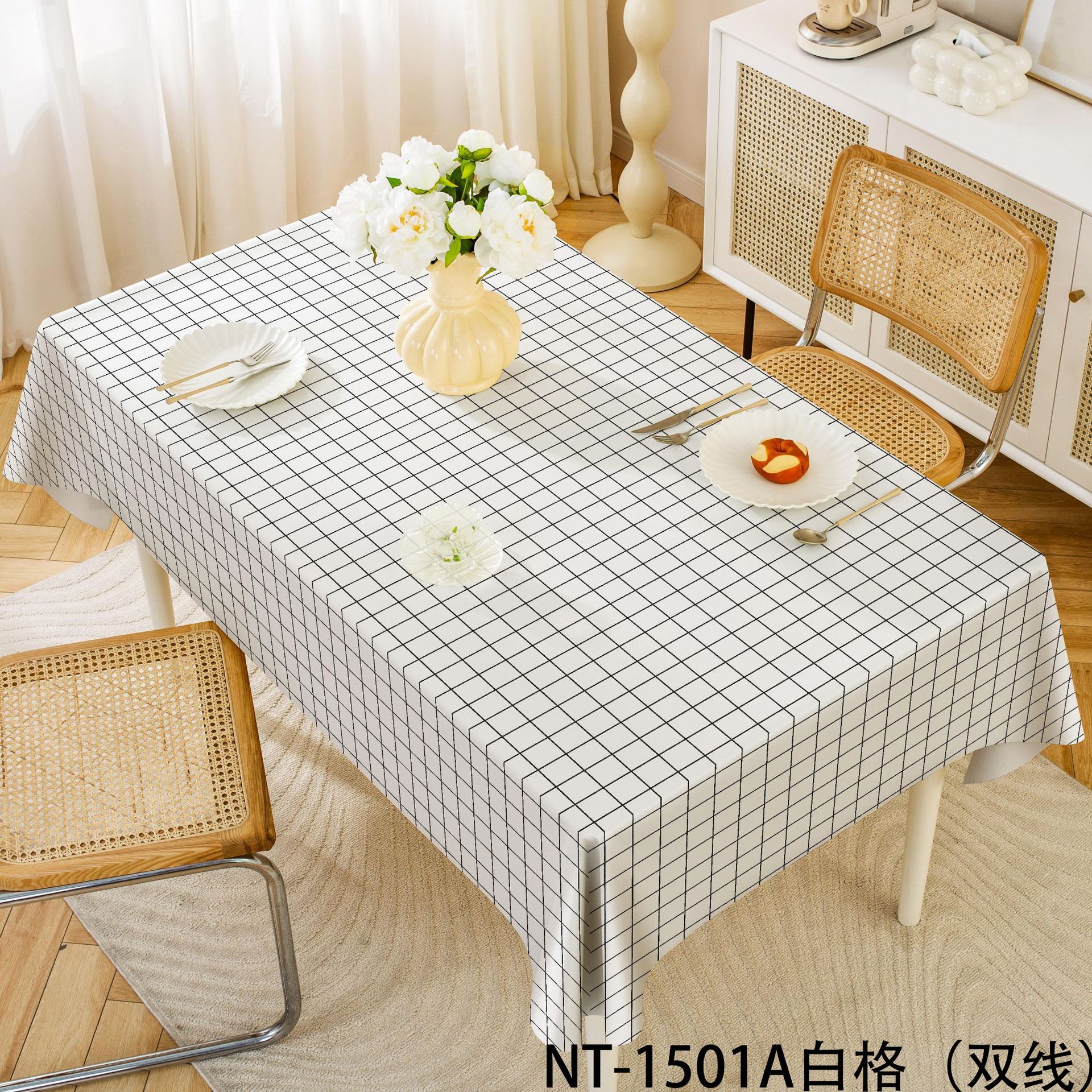 A862 Manufacturer Household Waterproof and Oil-proof Plaid Tablecloth Disposable PVC Rectangular Table Mat Square Table Coffee Table Tablecloth Wholes