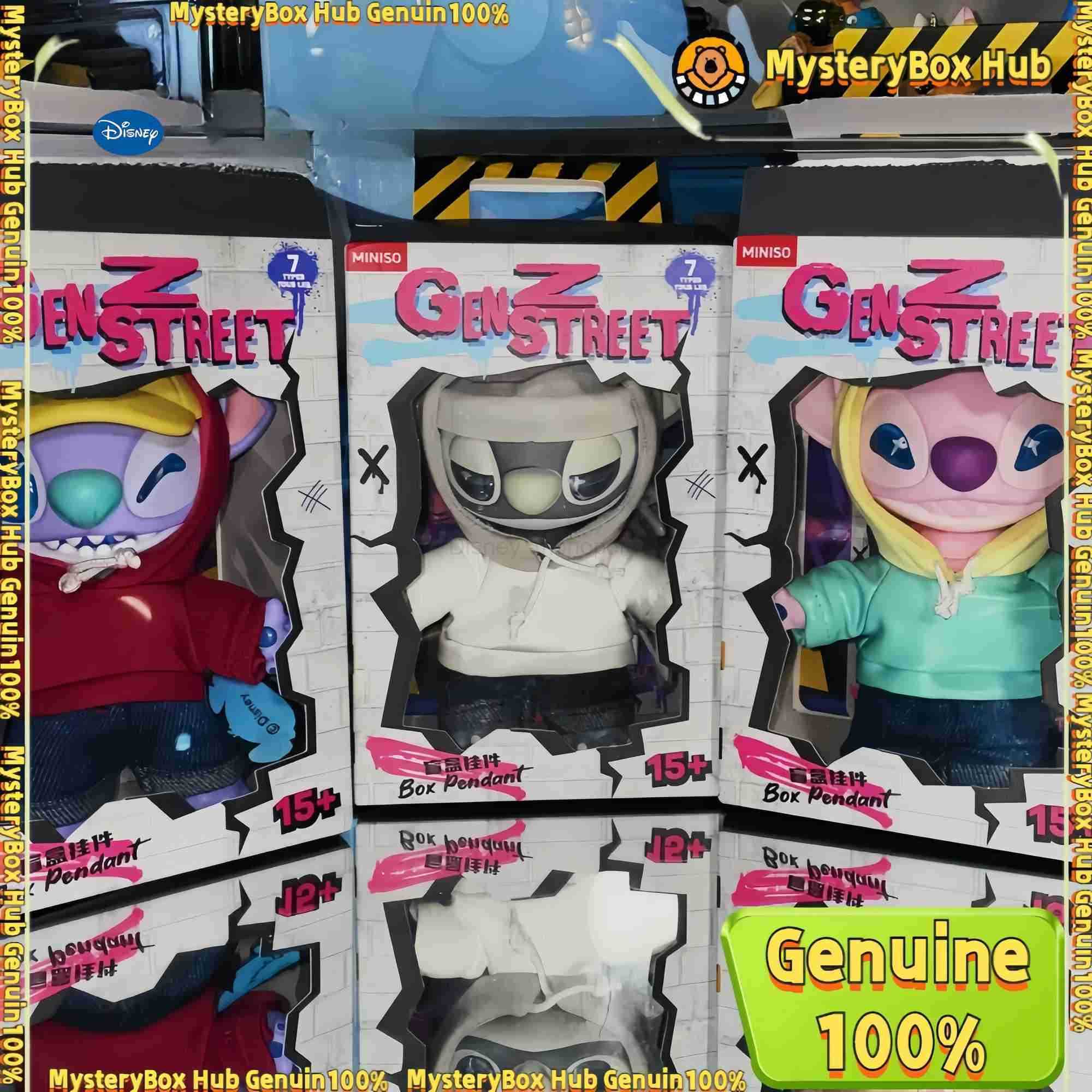 Disney New Authentic Miniso Disney Stitch Gen Z Street Vinyl Bag Pendant Blind Box Cute Trendy Toys Stitch Mystery Box Pendant As Gift Z250504