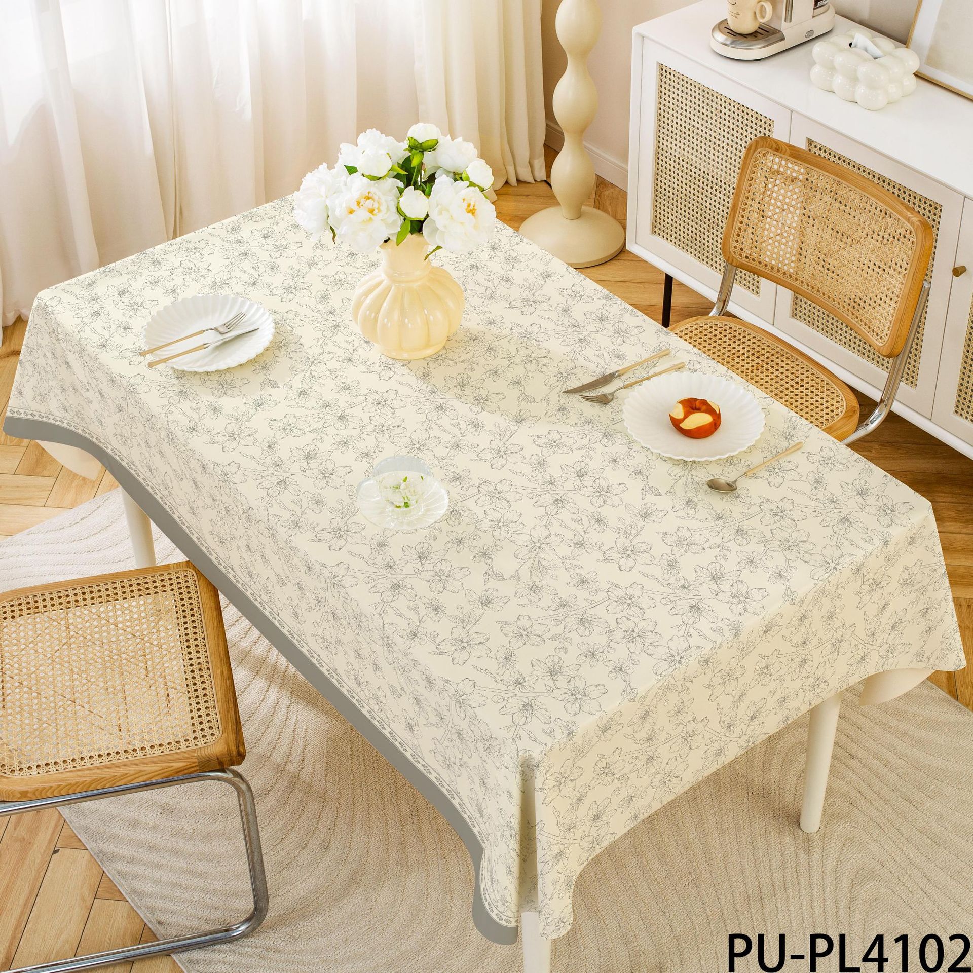A876 Pastoral style wash-free PVC tablecloth ins waterproof and oil-proof new Chinese style anti-scalding rectangular tablecloth wholesale