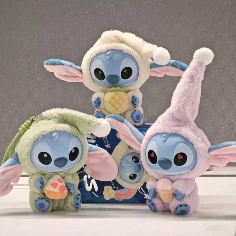 Disney Real Disney Lilo Stitch Pajama Party Series Vinyl Doll Blind Box Toy Animated Character Stitch Doll Decorative Toy Childrens Gift Z250504