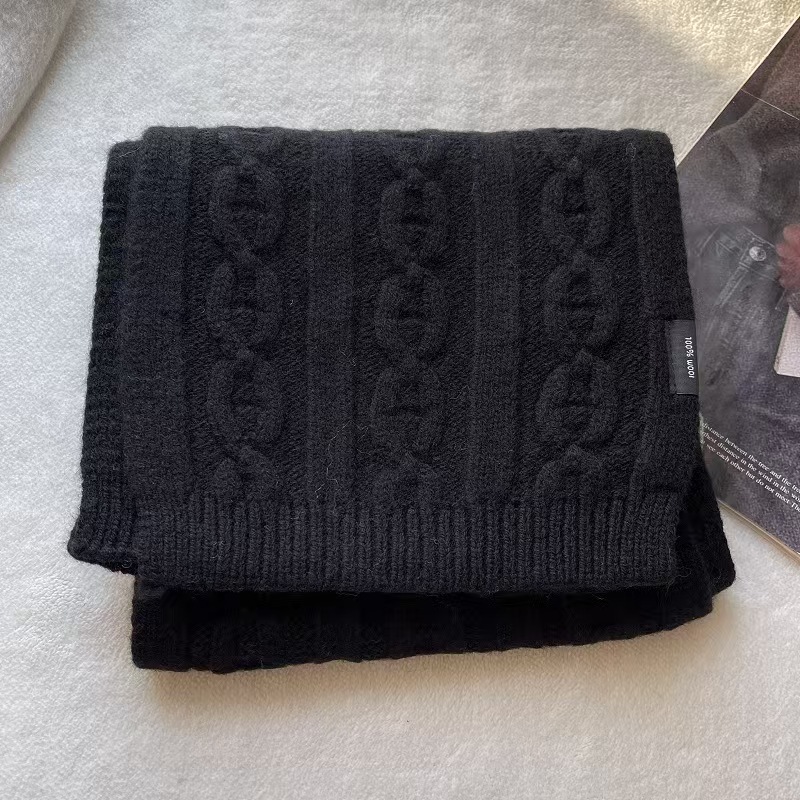 T627 pure wool pig nose jacquard knitted solid color high-end thickened versatile warm woven scarf neck