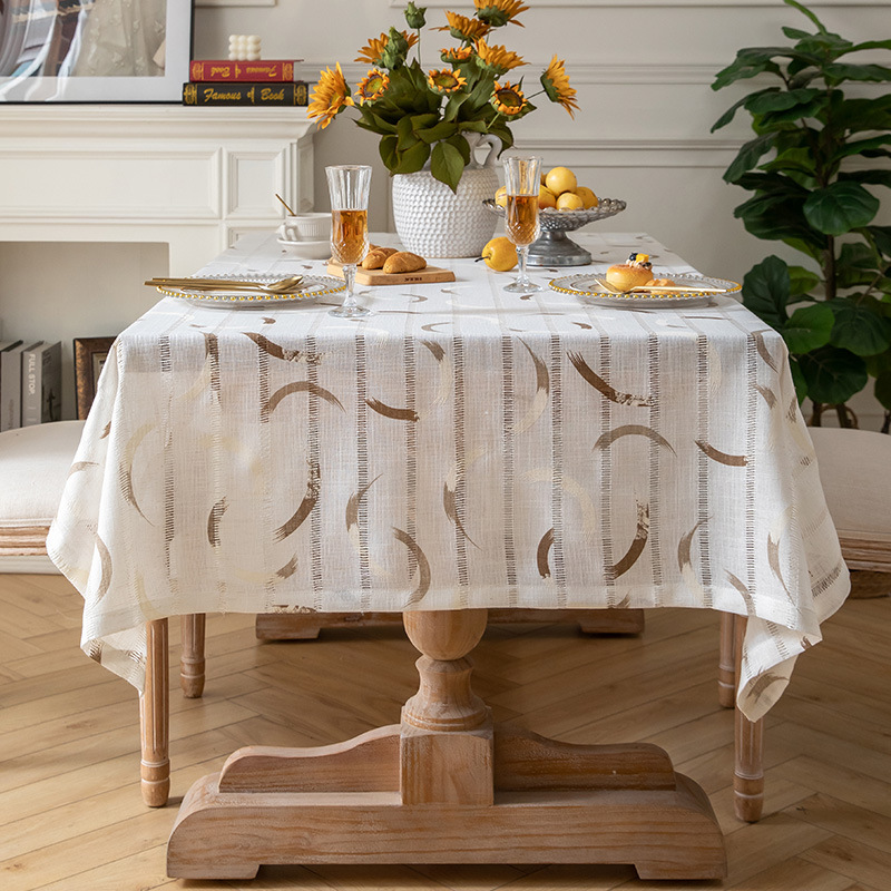 A877 cotton and linen French retro hollow cotton and linen fabric table cloth rectangular simple modern coffee table hollow decorative table cloth