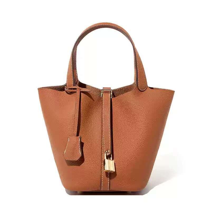 Baobao 2025 New Water Bucket Baocai Basket Women's Genuine Leather Handbag Mommy Bridal Wedding Bag Luxury