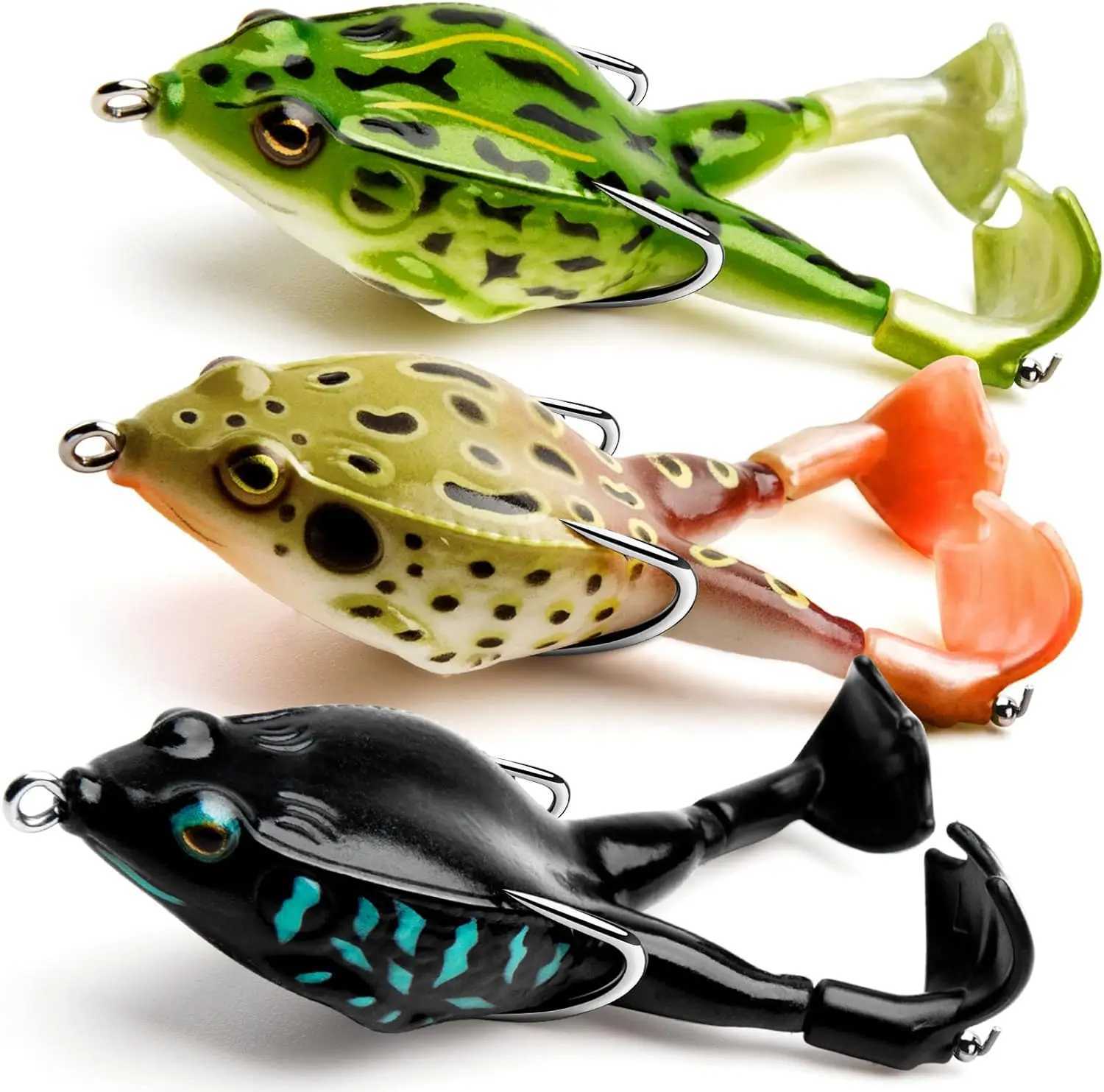 Topwater Frog Bait Bass Trout Fishing Bait Kit Real Props Frog Soft Swimming Bait Q250504