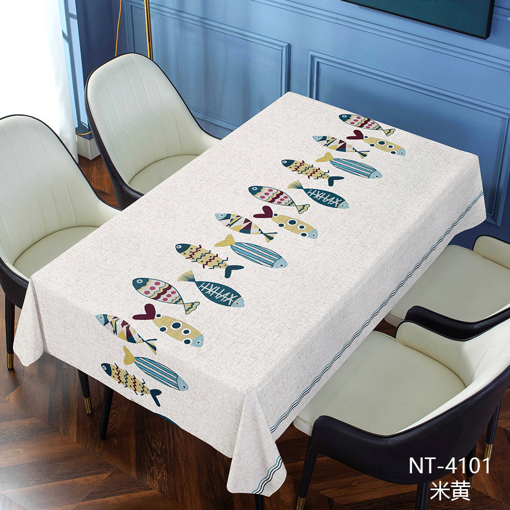 A869 simple fish table cloth cover cloth waterproof oil-proof anti-scalding wash-free household square coffee table garden table cloth ins
