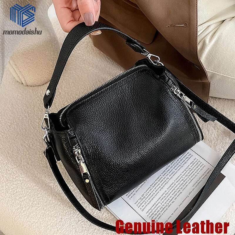 2024 New Genuine Designers Women Messenger Bags Females Bucket Leather Crossbody Shoulder Bag Handbag Bolsa