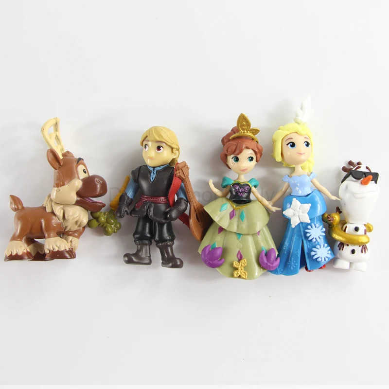 Disney 5 pieces/set of frozen cute components Elsa Anna Olaf Sven Kristoff action picture toy cake decoration Z250506