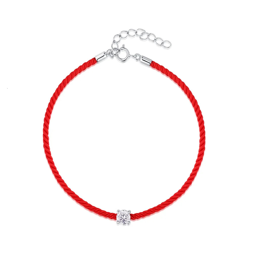 LENNIK 925 sterling silver bracelet for women in white gold single Mo silica diamond red rope online lucky bracelet 250424