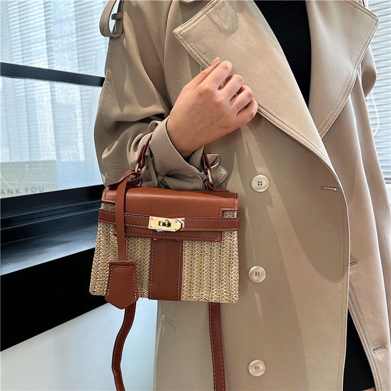 Designer Ladies Bag Kelly Popular Bag Women S Fashion New Item Hand Held Grass Rattan Woven Beach Shoulder Crossbody High End Single Shoulder Mini Han