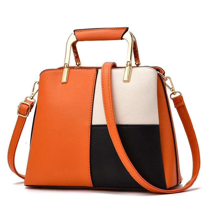 Women's Fashion Color Matching Handbag Simple Casual Large Capacity Shoulder Messenger Bag