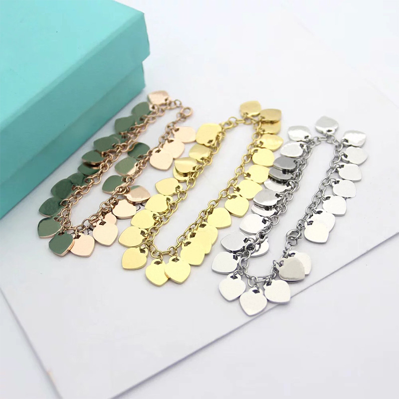 Brand Classic T Bracelet Luxury Heart shaped Chain Bracelet Designer Fashion Men's and Women's Charm Bracelet Jewelry