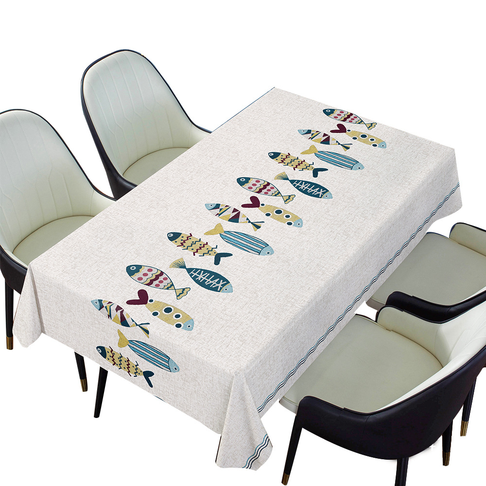 A869 simple fish table cloth cover cloth waterproof oil-proof anti-scalding wash-free household square coffee table garden table cloth ins
