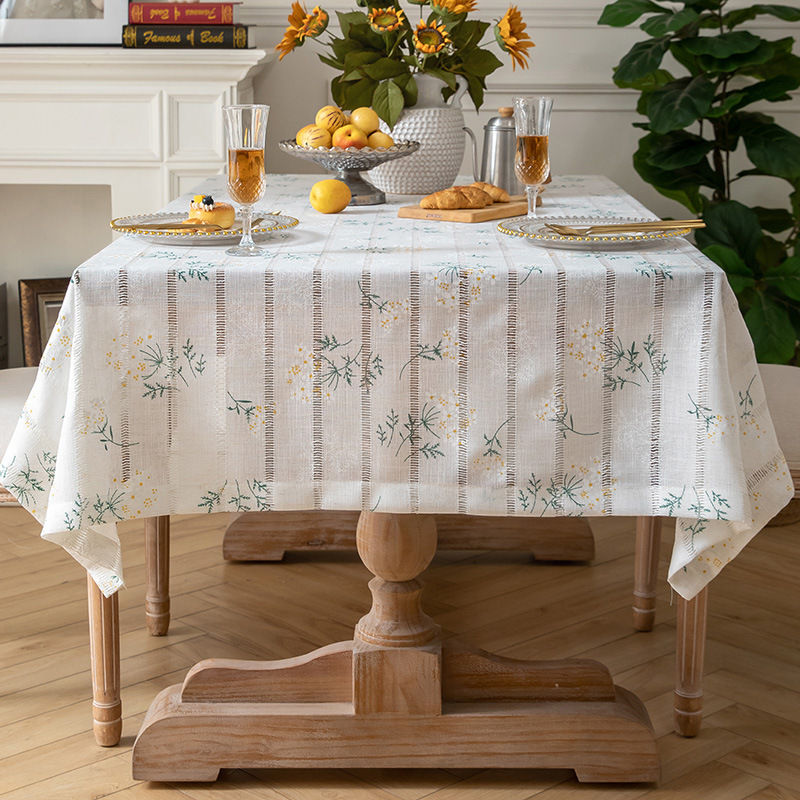 A877 cotton and linen French retro hollow cotton and linen fabric table cloth rectangular simple modern coffee table hollow decorative table cloth