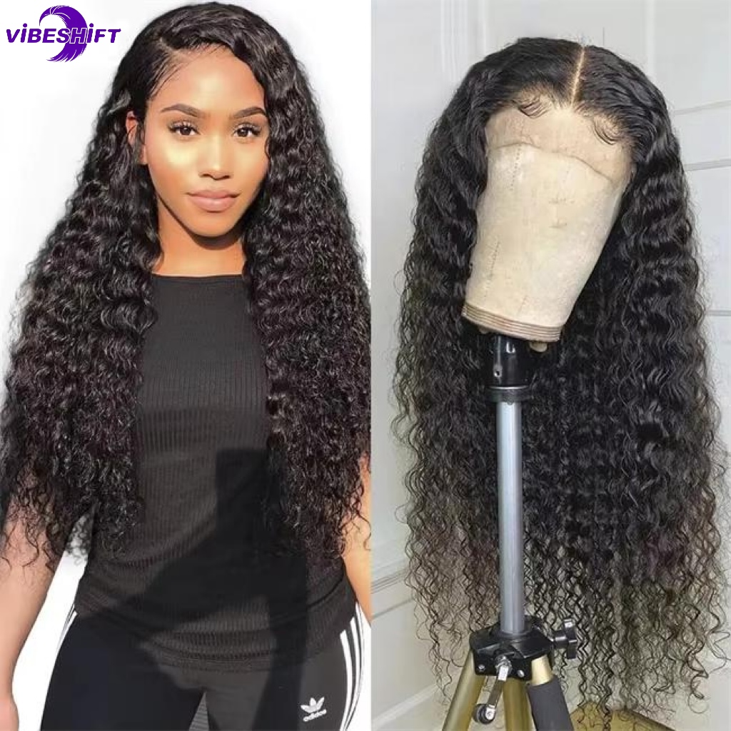 ViBESHiFT 16-34 inch Water Wave Wigs Raw Human Hair 13*4 Transparent Lace Front Wigs 12A Brazilian Virgin Hair 200% Density Frontal wigs