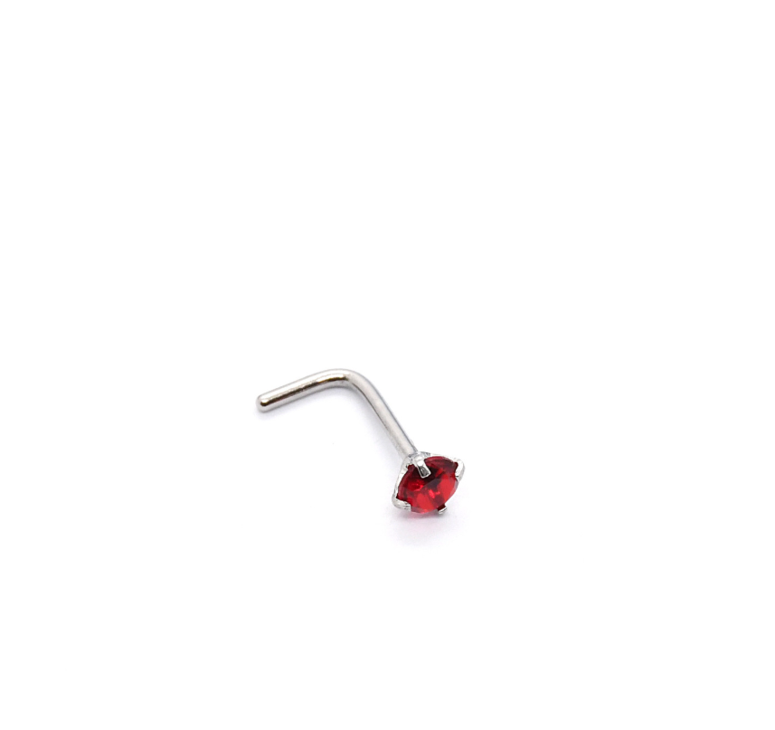 Right Grand Implant Grade ASTM F136 Titanium 20G 2mm Round CZ Nose Screw Studs Rings Piercing Jewelry