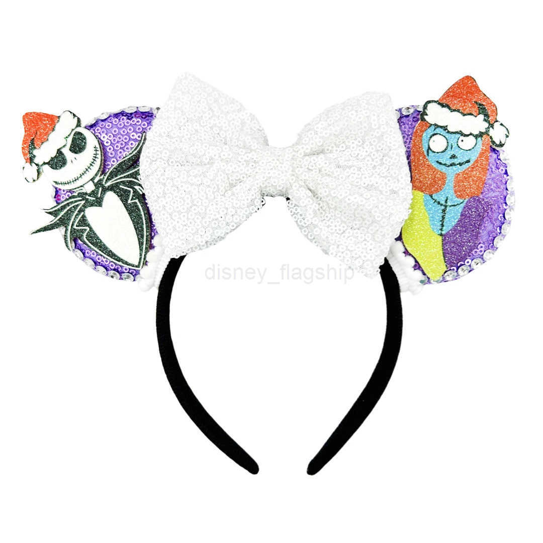 Disney Mickey Mouse Headband Bat Pumpkin Shining Bow Halloween Shining Ears Hair Holiday Party Role Playing Girl Lesbian Hair AccessoriesXJ250504