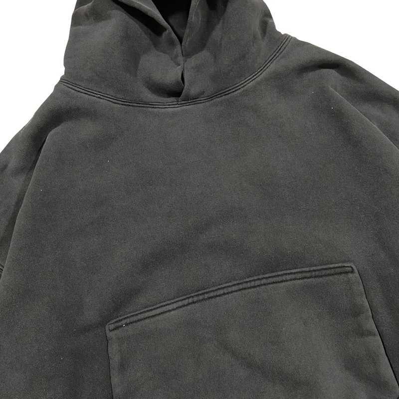 Autumn and Winter Best Quality Double Layer West Hoodie Mens Heavy duty Fabric Pulling Vintage Washed Black Super Large Hoodie X250504