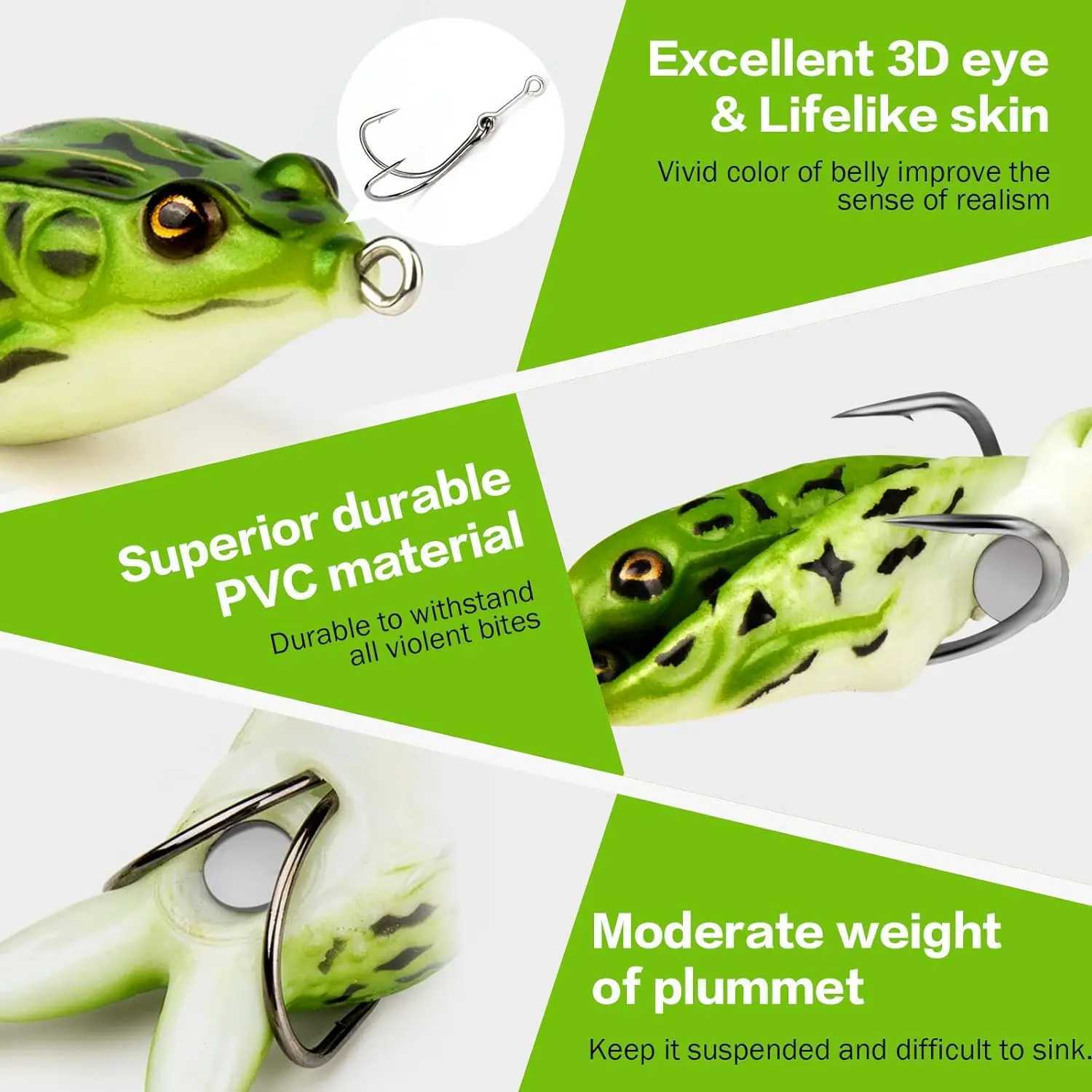 Topwater Frog Bait Bass Trout Fishing Bait Kit Real Props Frog Soft Swimming Bait Q250504