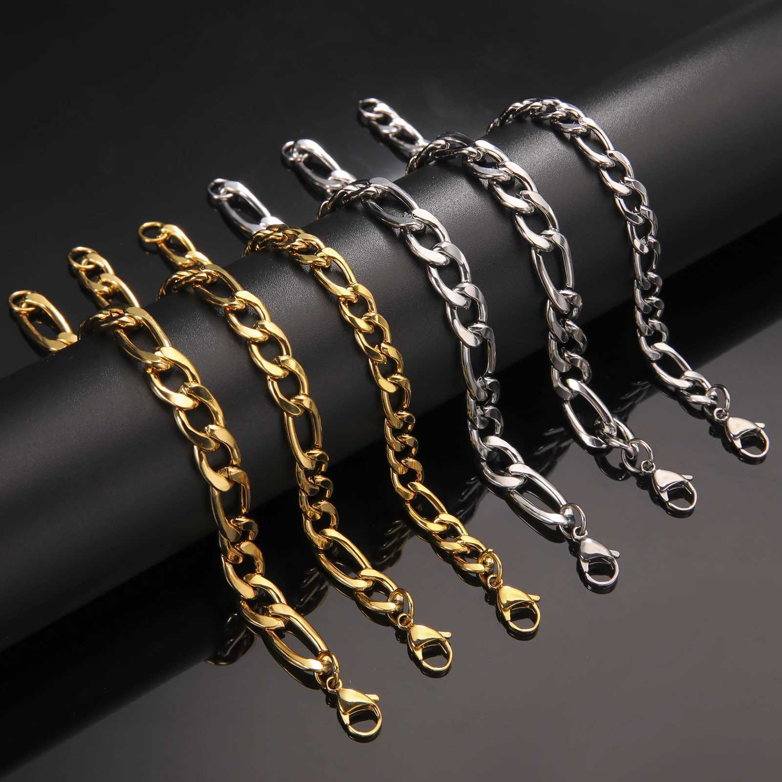 Simple Figaro Chain Bracelet for Wan Man Couple Jewelry Kid Child Gold Color Stainless Steel Trend Fahsion Punk Hip Pop Gift X250504