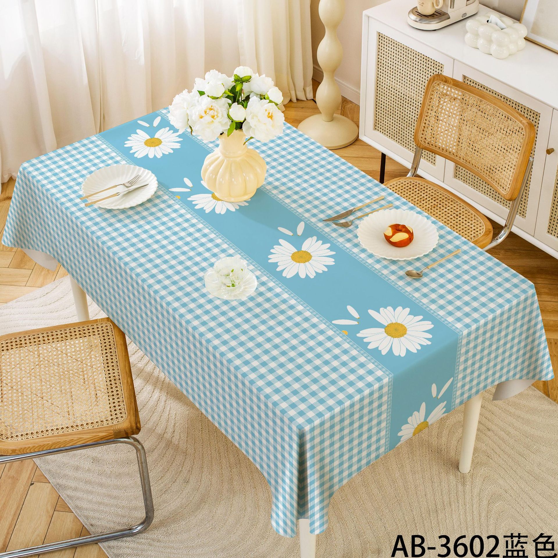 A862 Manufacturer Household Waterproof and Oil-proof Plaid Tablecloth Disposable PVC Rectangular Table Mat Square Table Coffee Table Tablecloth Wholes