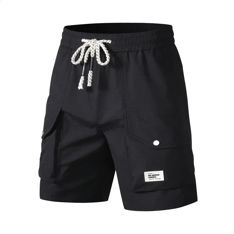 Casual Short Pants Ice Silk Breathable Multi Pockets Outdoor Fhishing Hiking Shorts Men Lightweight Cargo Shorts Summer Fashion 250530