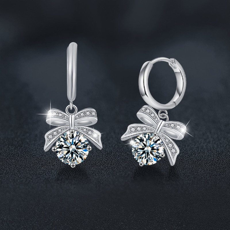 Elegant Moissanite-Studded Sterling Silver Chandelier Earrings Inspired by Nature's Beauty