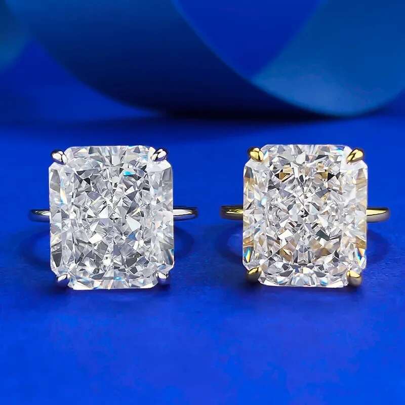 Radiant Cut 8ct Lab Diamond Ring 100% Real 925 Sterling Silver Engagement Wedding Band Rings for Women Promise Jewelry Gift