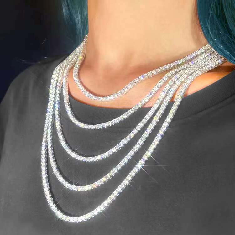 High Quality Jewelry 2mm to 6.5mm S925 Sterling Silver Women Men HipHop Diamond Bracelet Necklace VVS Moissanite Tennis Chain