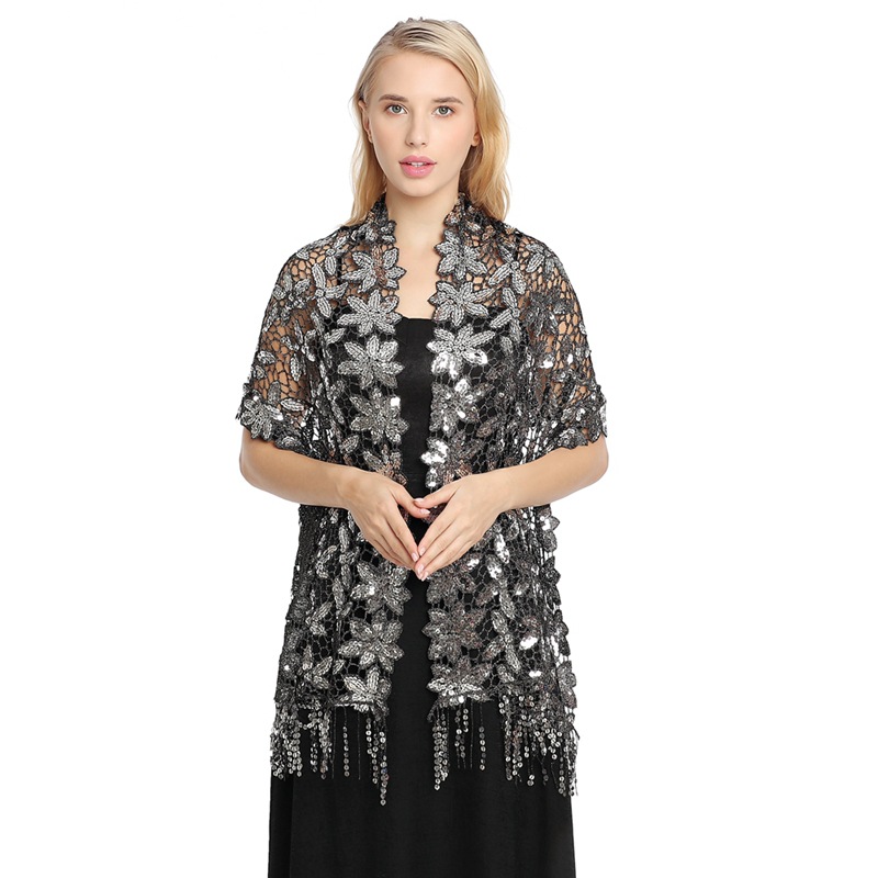 K621 Cross-border water-soluble sequined tassel shawl European and American dinner party cheongsam shawl high-end evening dress shawl for women