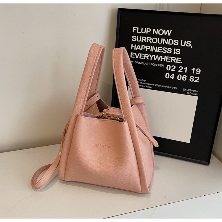 Women's new basket simple handbag soft leather shoulder diagonal cross bucket bag