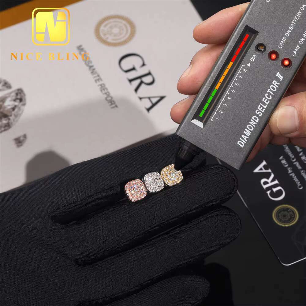 Classic Iced Out Ear Studs 925 Sterling Silver VVS Moissanite Hip Hop Jewelry Stud Earring for Women