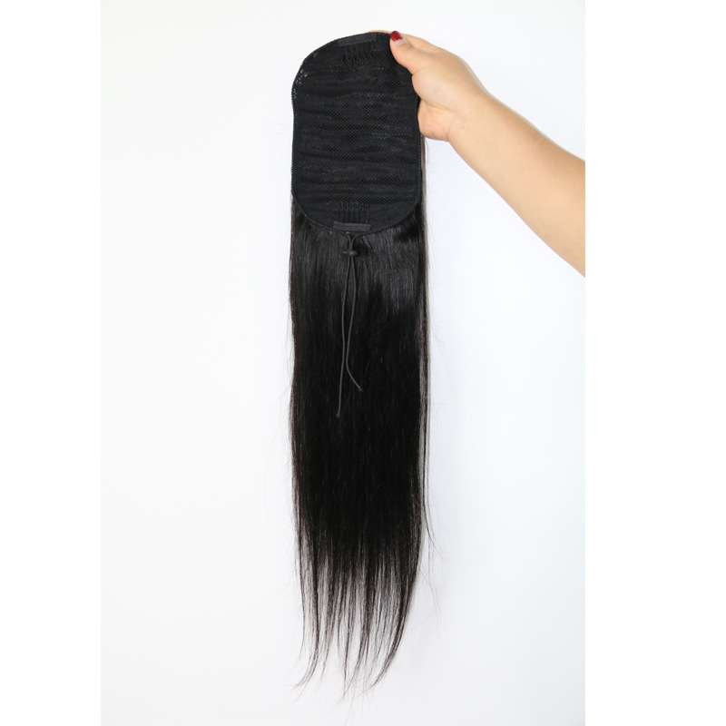Human Hair Extensions Drawstring Ponytails With Clip-in Hair Combs Soft Lightweight and Reusable Natural Black Hair Pieces Makeup Accessory for Women 