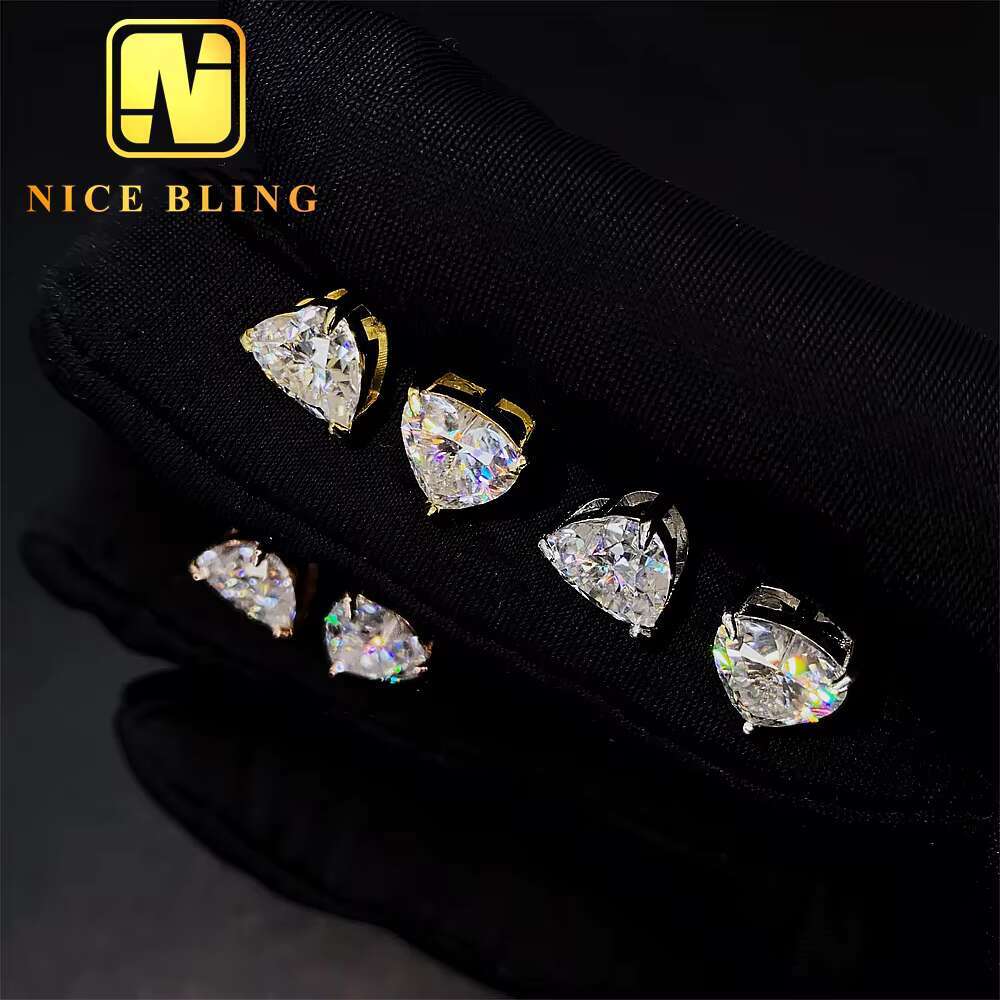 Single Diamond 925 Sterling Silver Ear Studs GRA Gertificate Heart Cut Fine Jewelry VVS Moissanite Stud Earrings for Women