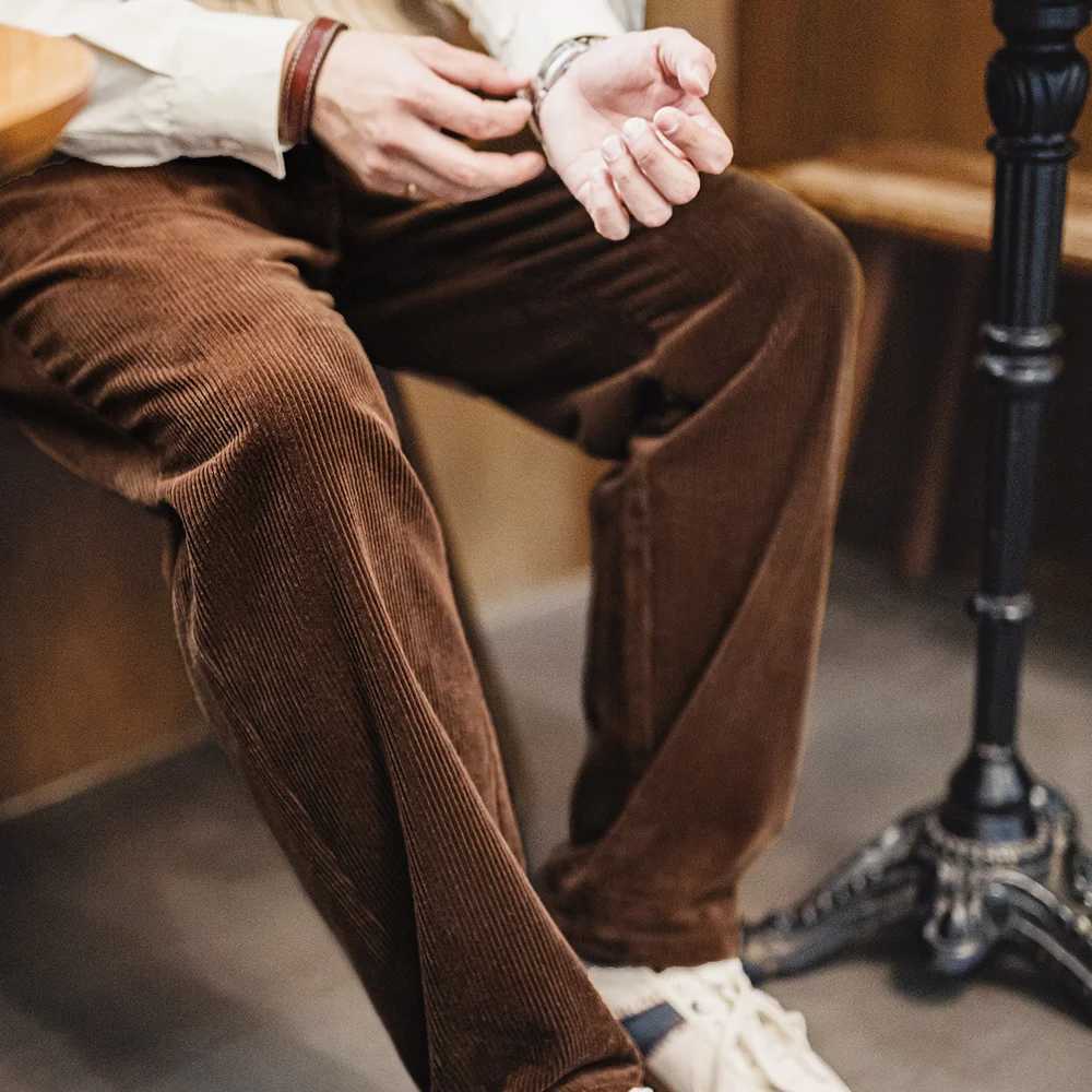 Maden Retro Corduroy Casual Heavy Pants Solid Color Pure Cotton Mens Classic Mens Autumn/Winter Casual Pants W250505