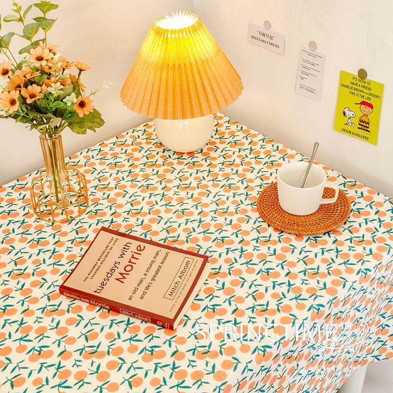 XX0410 Girls Heart Velvet Cloth Tablecloth Study Desk Decoration Cotton Tablecloth High-grade Atmosphere Pastoral Ins Style Small Fresh Floral Daisy