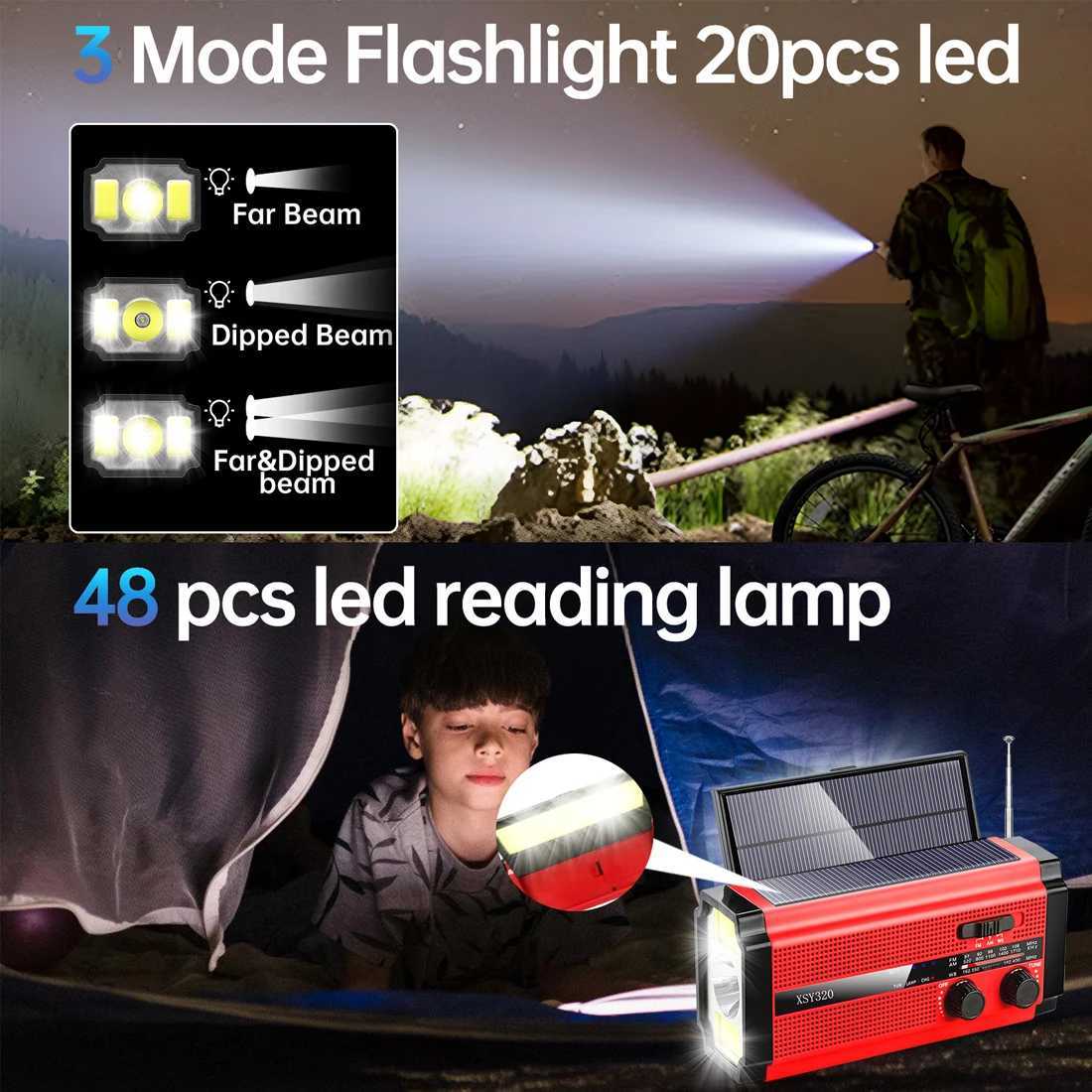 Woopker Multi functional Wireless XSY-320 5000mAh AM/FM/WB Solar USB Charging Portable Emergency Radio Flashlight SOS Power Pack X2505051