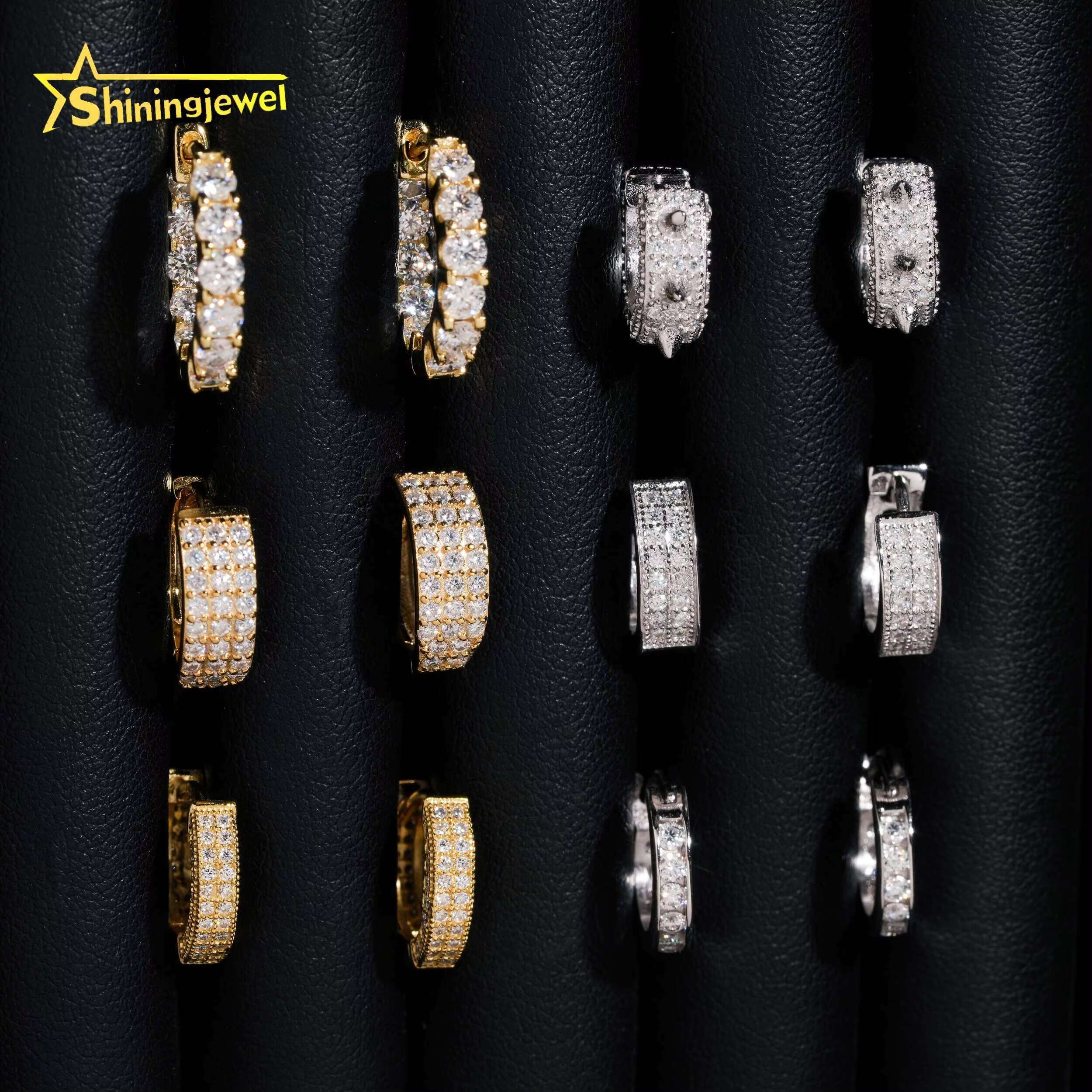 Hip Hop Jewelry Men Women Earrings Moissanite Pass Diamond Tester Custom Hoop Moissanite Earrings 925 Sterling Silver