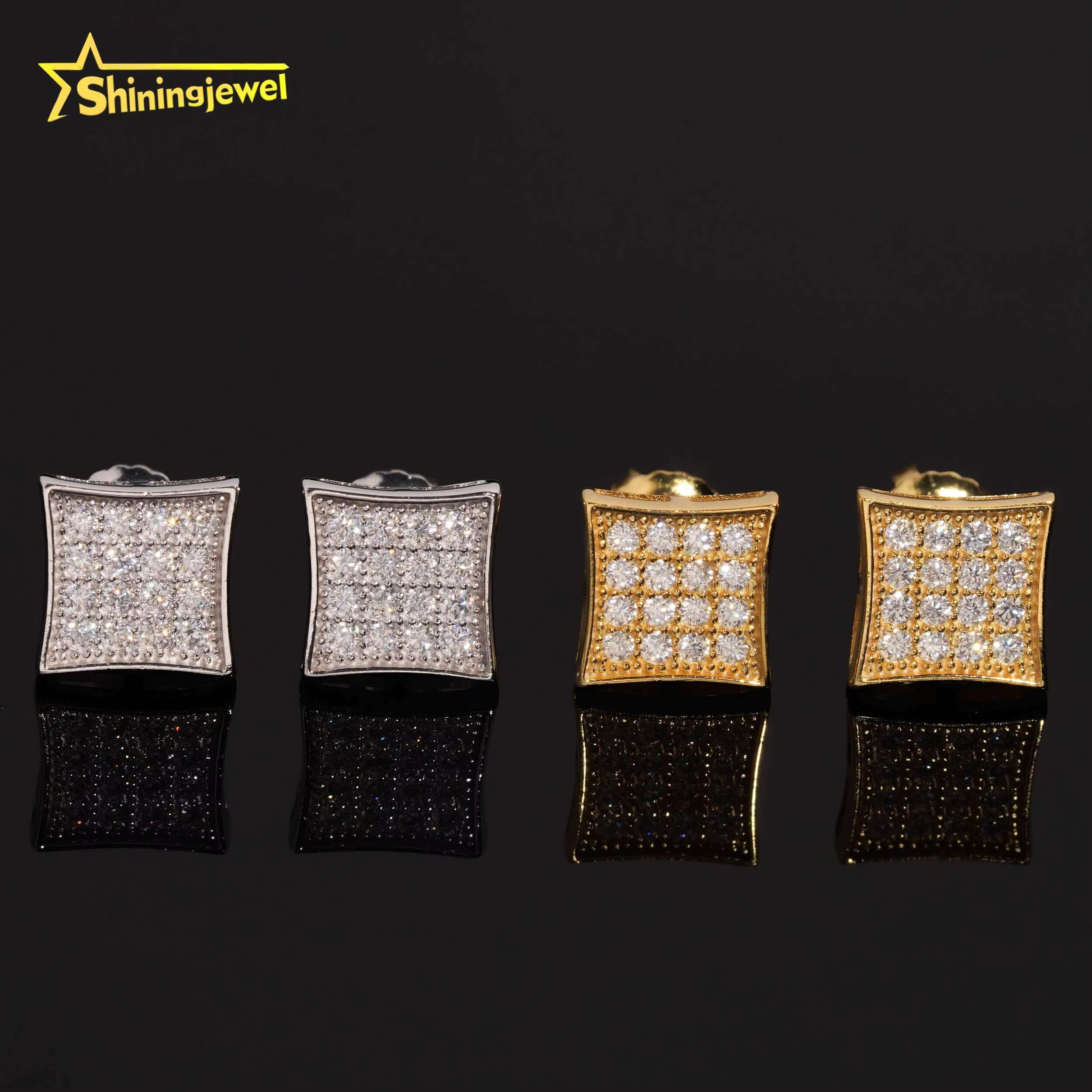 Factory Price 18k Gold Luxury Vvs Moissanite Diamond Jewelry Custom 925 Sterling Silver Stud Earrings