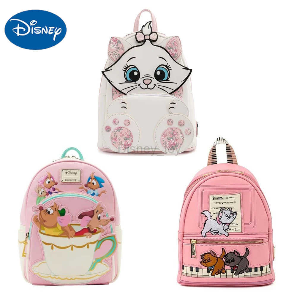 Disney The Aristocats Marie Lady Floral Footsy Double Strap Shoulder Bag Mini Backpack Cute Backpack Bags for Women School Backpack Y250614