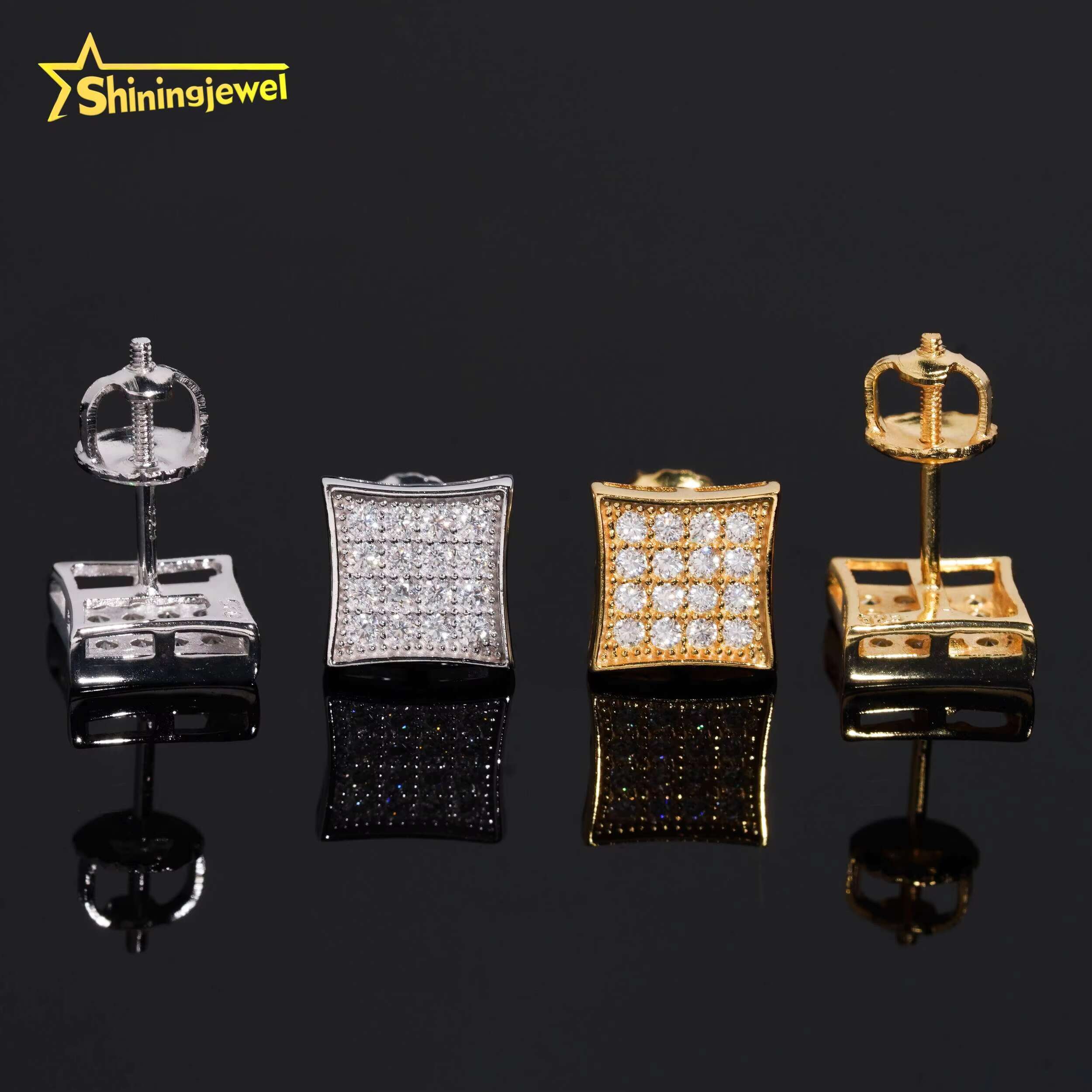 Factory Price 18k Gold Luxury Vvs Moissanite Diamond Jewelry Custom 925 Sterling Silver Stud Earrings