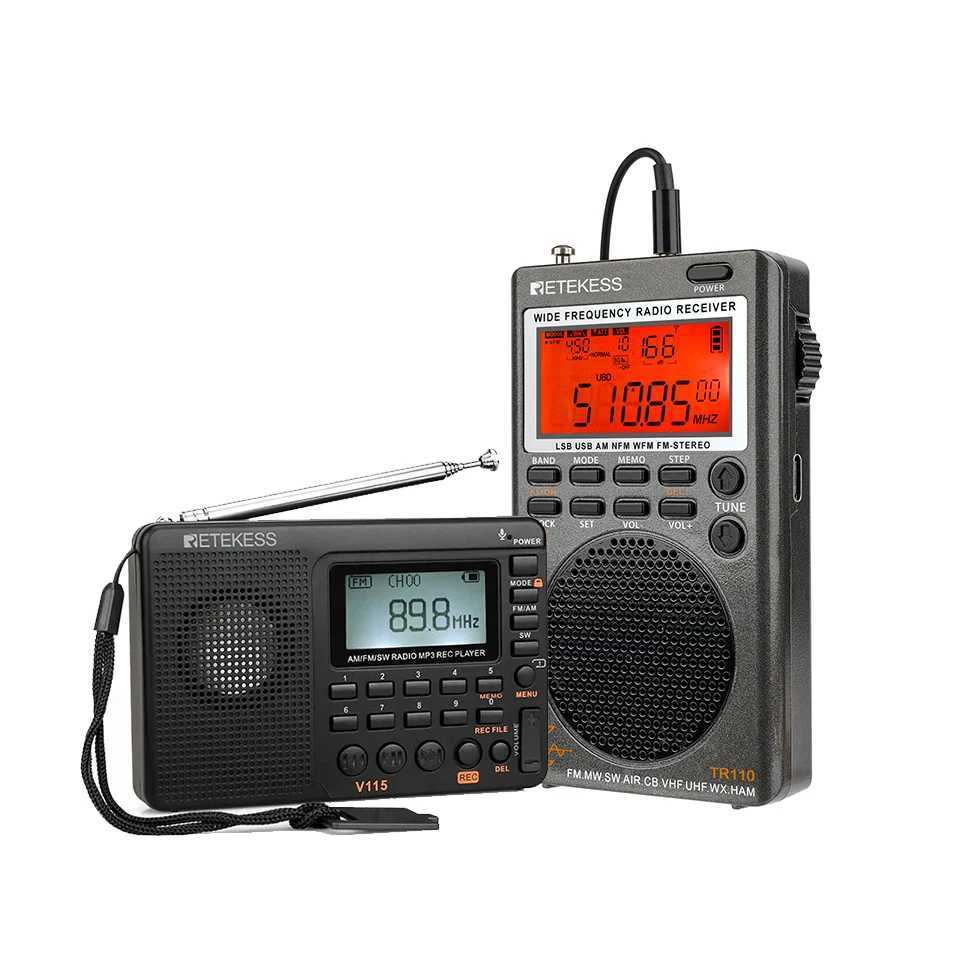 US/EU Retekess TR110 Radio FM Receiver Portable Shortwave Radios AM FM All Waves Band CB AIR Band Ham Radio SW MW LSB VHF UHF X250505