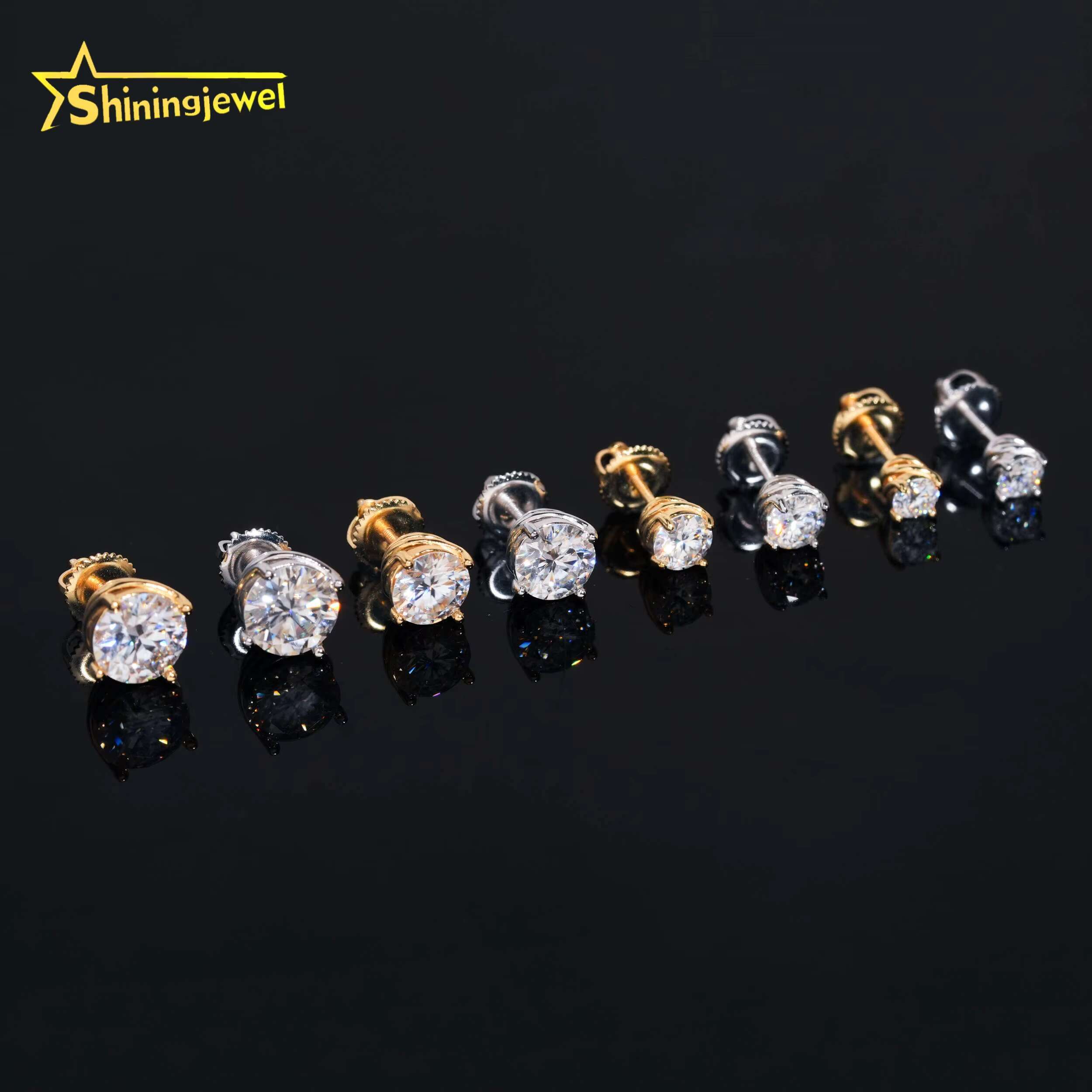 Factory Price Classic 4 Prongs 4MM 5MM 6.5MM 7.5MM Round Moissanite Earrings Iced Out Men Women Earrings Moissanite Jewelry
